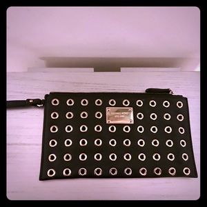 Michael kors leather and metal clutch